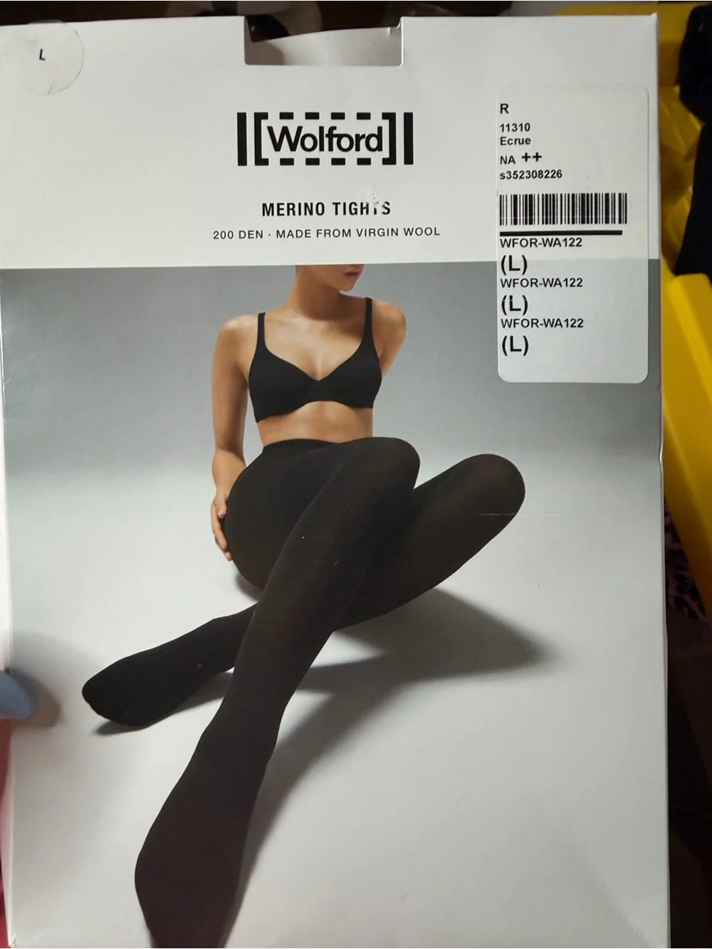 Wolford Merino Virgin Wool 200 Den ECRU Tights Stocking Hosiery